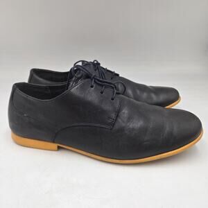 CAMPER Mens Oxford Shoes sz 8.5 EU 42 Black Leather Yellow Soles Dress Shoes